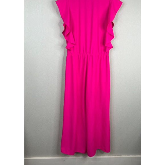 Hutch Women's One Piece Ruffle Wrap Jumpsuit Wide Leg Pink Size M - Picture 9 of 15
